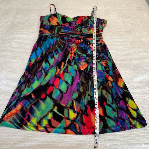 Bisou Michele Bohbot Abstract Multi artsy color dress spaghetti straps 10 - Picture 8 of 15